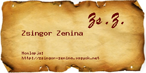 Zsingor Zenina névjegykártya